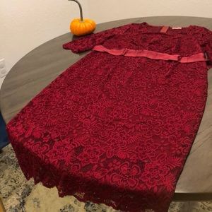 Maternity Burgundy Lace Dress